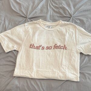 White Short Sleeve Tee with Pink Script